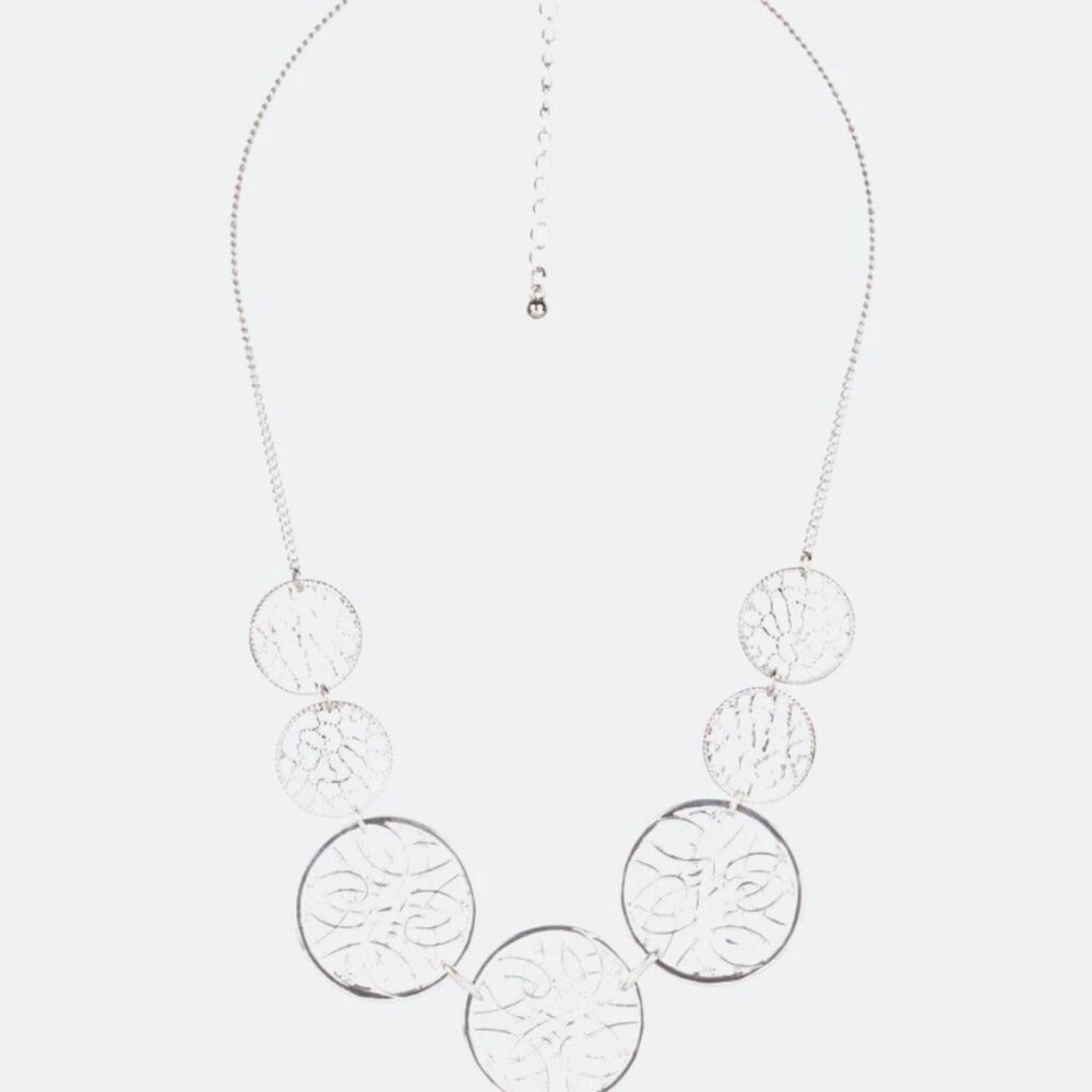 Bancroft Ivy Metal Statement Necklace with Silver Filigree, 16 inch, Like New - Picture 7 of 8